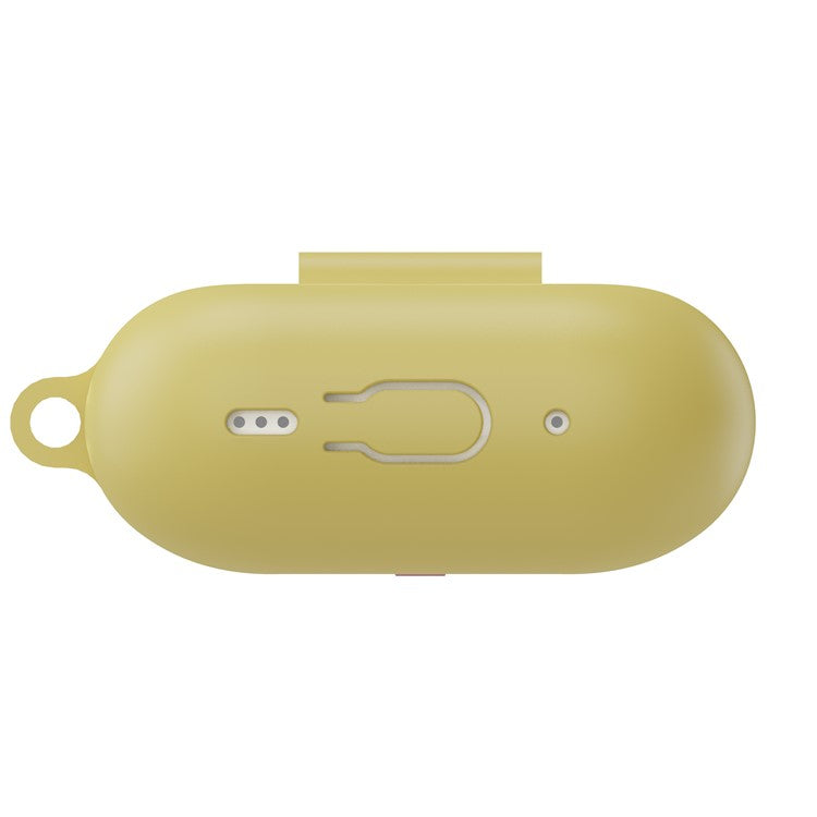 For AirPods Pro 2 Wireless Earphone Protective Cover Press Switch Anti-drop Silicone+PC Case with Hanging Buckle - Yellow