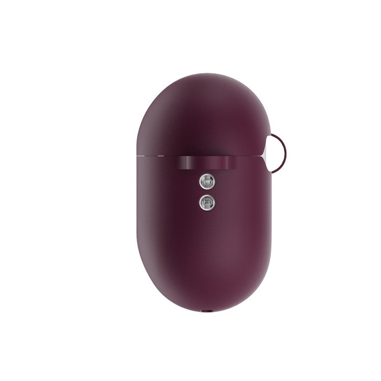 For AirPods Pro 2 Wireless Earphone Protective Cover Press Switch Anti-drop Silicone+PC Case with Hanging Buckle - Wine Red