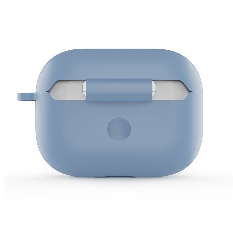 For AirPods Pro 2 Wireless Earphone Protective Cover Press Switch Anti-drop Silicone+PC Case with Hanging Buckle - Baby Blue