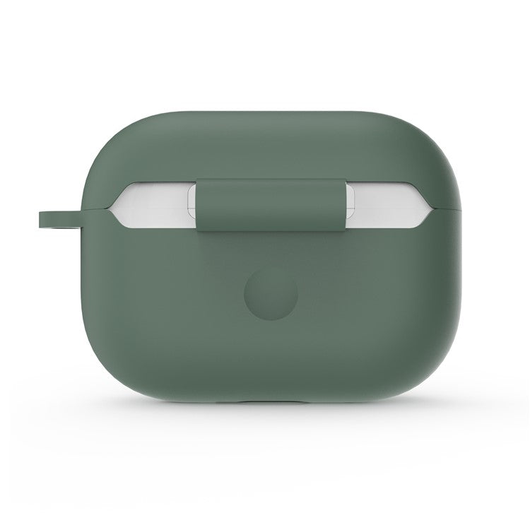 For AirPods Pro 2 Wireless Earphone Protective Cover Press Switch Anti-drop Silicone+PC Case with Hanging Buckle - Green