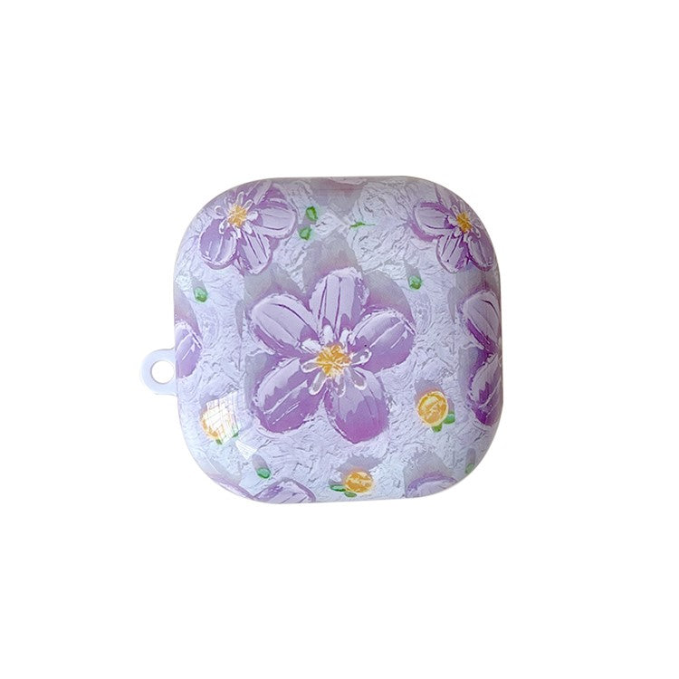 For Beats Fit Pro Glossy Hard PC Protective Case Bluetooth Earphone Anti-dust Anti-drop Cover - Purple Flower