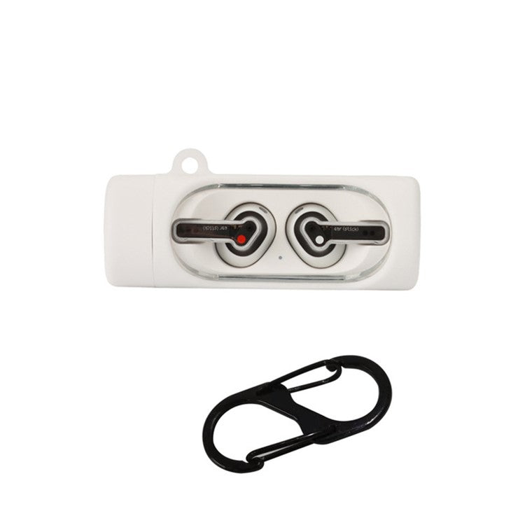 For Nothing Ear Stick Silicone Earphone Case Bluetooth Earbud Anti-drop Protective Cover with Anti-loss Buckle - White