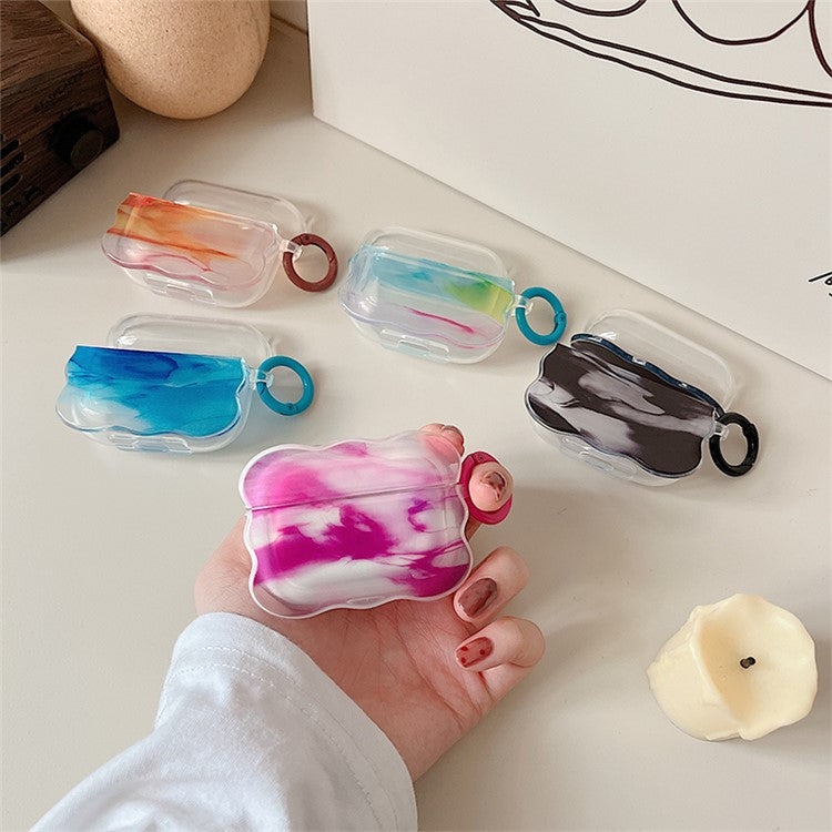 For Apple AirPods Pro Anti-scratch Case Ink Painting Soft TPU Protective Cover with Ring Buckle - Style B