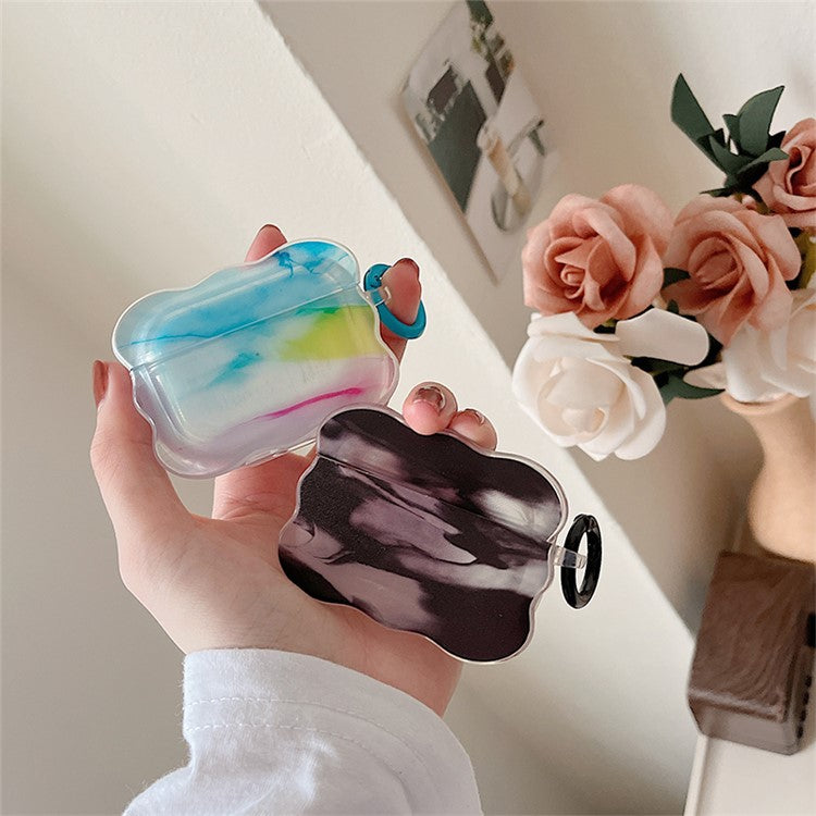 For Apple AirPods Pro Anti-scratch Case Ink Painting Soft TPU Protective Cover with Ring Buckle - Style C