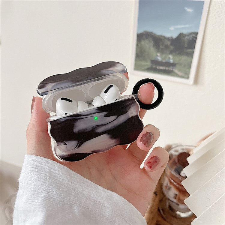 For Apple AirPods Pro Anti-scratch Case Ink Painting Soft TPU Protective Cover with Ring Buckle - Style D