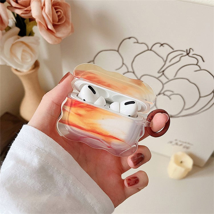 For Apple AirPods Pro Anti-scratch Case Ink Painting Soft TPU Protective Cover with Ring Buckle - Style E