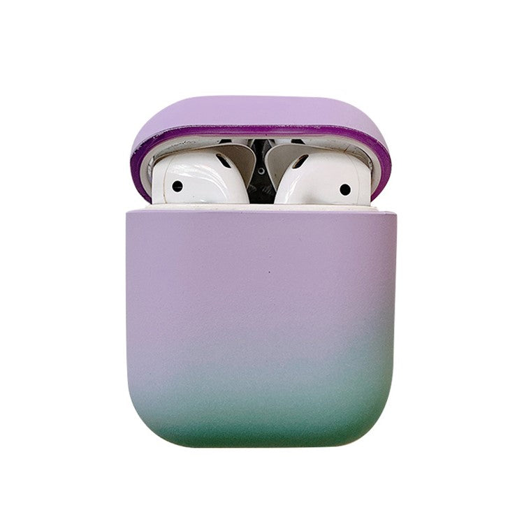 For Apple AirPods with Charging Case (2016) / (2019)  /  AirPods with Wireless Charging Case (2019) Gradient Frosted PC Hard Case Protective Cover (without Buckle) - Purple / Green