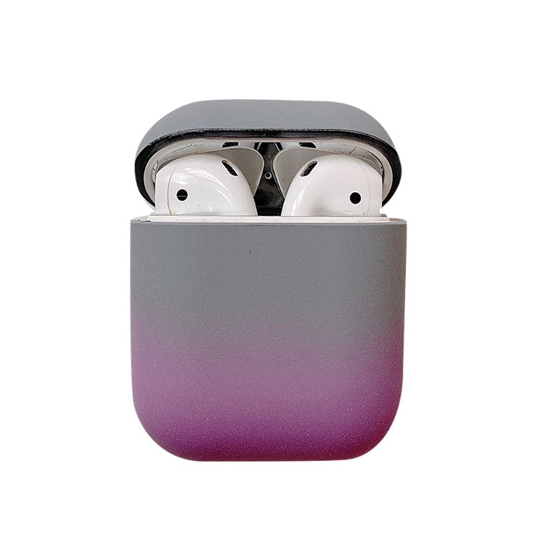 For Apple AirPods with Charging Case (2016) / (2019)  /  AirPods with Wireless Charging Case (2019) Gradient Frosted PC Hard Case Protective Cover (without Buckle) - Grey / Purple