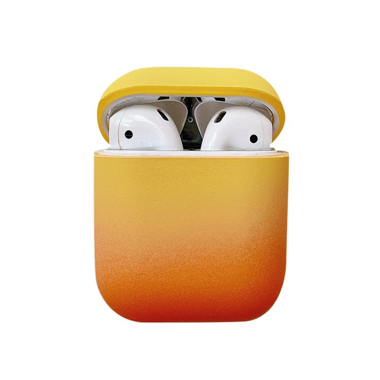 For Apple AirPods with Charging Case (2016) / (2019)  /  AirPods with Wireless Charging Case (2019) Gradient Frosted PC Hard Case Protective Cover (without Buckle) - Yellow / Orange