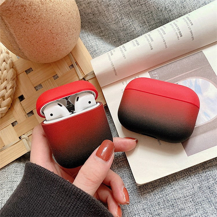 For Apple AirPods with Charging Case (2016) / (2019)  /  AirPods with Wireless Charging Case (2019) Gradient Frosted PC Hard Case Protective Cover (without Buckle) - Red / Black