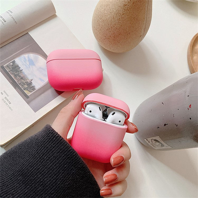 For Apple AirPods with Charging Case (2016) / (2019)  /  AirPods with Wireless Charging Case (2019) Gradient Frosted PC Hard Case Protective Cover (without Buckle) - Pink / Rose