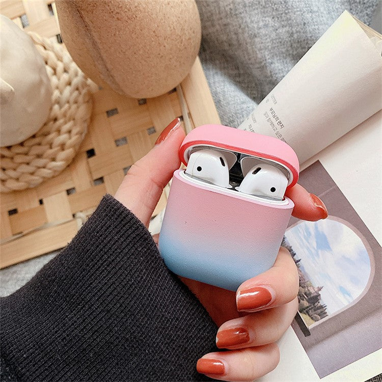 For Apple AirPods with Charging Case (2016) / (2019)  /  AirPods with Wireless Charging Case (2019) Gradient Frosted PC Hard Case Protective Cover (without Buckle) - Pink / Blue