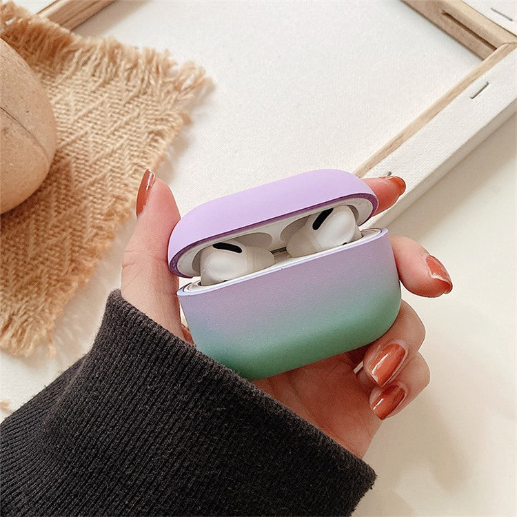 For Apple AirPods Pro Gradient Frosted Bluetooth Earphone Protective Cover PC Hard Case (without Buckle) - Purple / Green