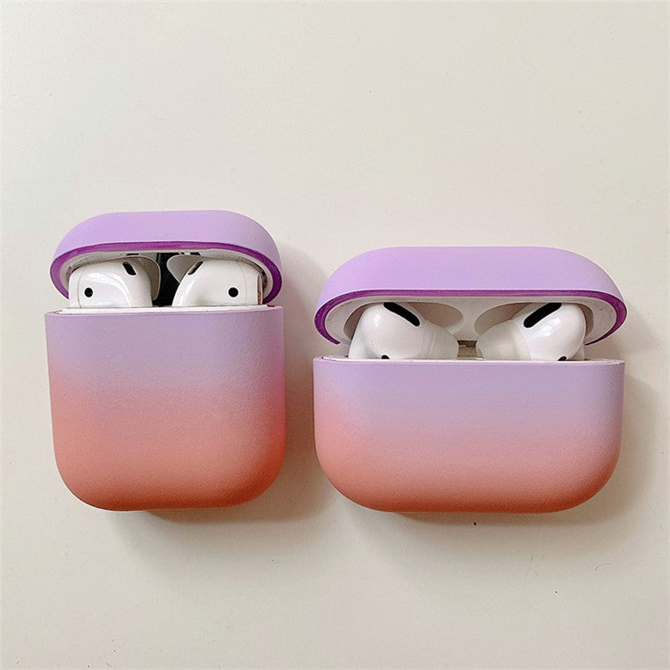 For Apple AirPods Pro Gradient Frosted Bluetooth Earphone Protective Cover PC Hard Case (without Buckle) - Purple / Pink