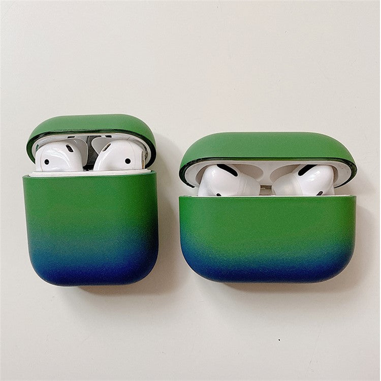 For Apple AirPods Pro Gradient Frosted Bluetooth Earphone Protective Cover PC Hard Case (without Buckle) - Green / Blue