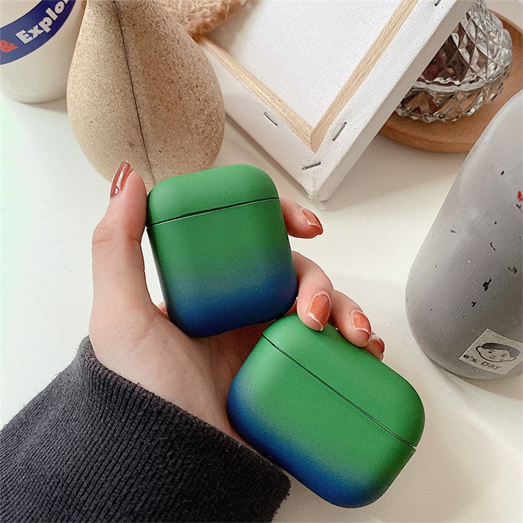 For Apple AirPods Pro Gradient Frosted Bluetooth Earphone Protective Cover PC Hard Case (without Buckle) - Green / Blue