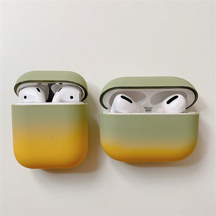 For Apple AirPods Pro Gradient Frosted Bluetooth Earphone Protective Cover PC Hard Case (without Buckle) - Green / Yellow