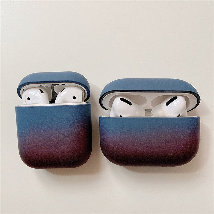 For Apple AirPods Pro Gradient Frosted Bluetooth Earphone Protective Cover PC Hard Case (without Buckle) - Blue / Purple