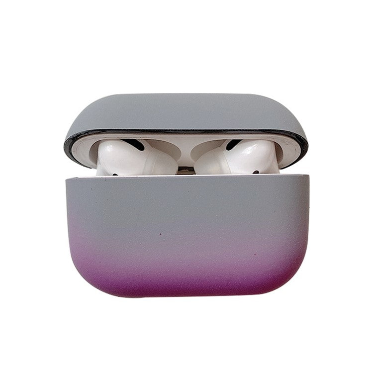 For Apple AirPods Pro Gradient Frosted Bluetooth Earphone Protective Cover PC Hard Case (without Buckle) - Grey / Purple