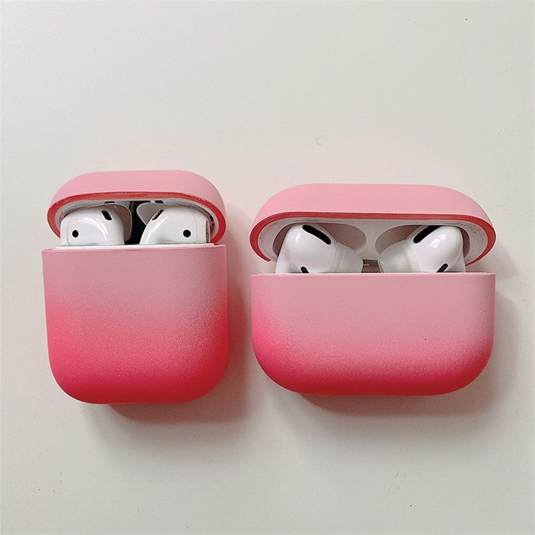 For Apple AirPods Pro Gradient Frosted Bluetooth Earphone Protective Cover PC Hard Case (without Buckle) - Pink / Rose