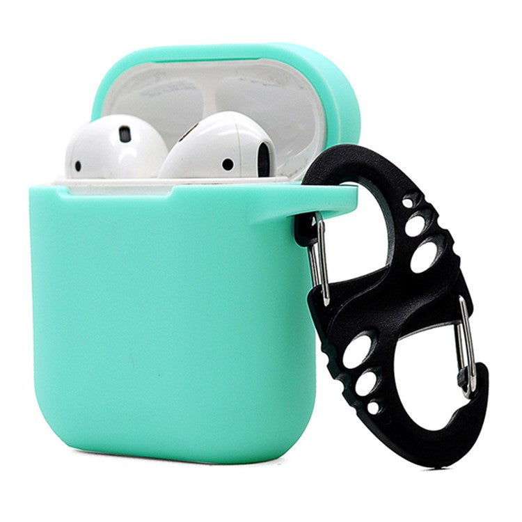 For Apple AirPods with Charging Case (2016)  /  (2019)  /  AirPods with Wireless Charging Case (2019) 2.5mm Thicken Silicone Case Protective Cover with 8-shaped Buckle - Mint Green