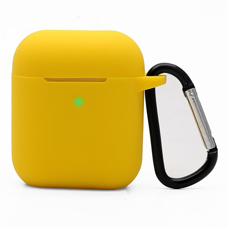 Silicone Case for Apple AirPods with Charging Case (2016)  /  (2019)  /  AirPods with Wireless Charging Case (2019), 2.5mm Thicken Protective Cover with D Ring Buckle - Yellow