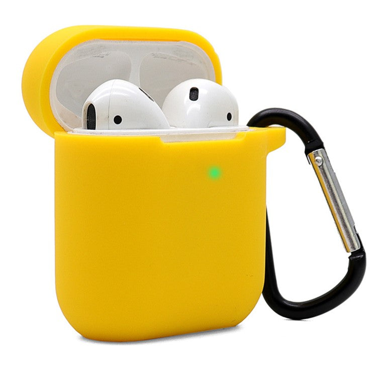 Silicone Case for Apple AirPods with Charging Case (2016)  /  (2019)  /  AirPods with Wireless Charging Case (2019), 2.5mm Thicken Protective Cover with D Ring Buckle - Yellow