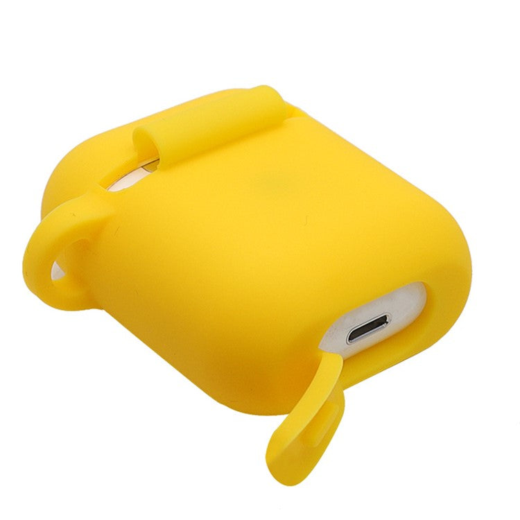 Silicone Case for Apple AirPods with Charging Case (2016)  /  (2019)  /  AirPods with Wireless Charging Case (2019), 2.5mm Thicken Protective Cover with D Ring Buckle - Yellow