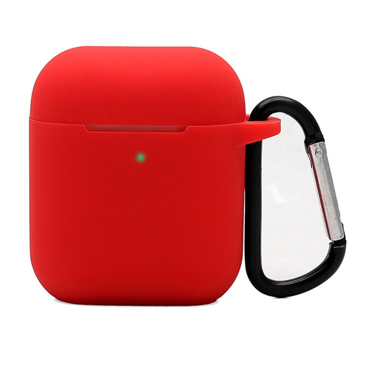 Silicone Case for Apple AirPods with Charging Case (2016)  /  (2019)  /  AirPods with Wireless Charging Case (2019), 2.5mm Thicken Protective Cover with D Ring Buckle - Red