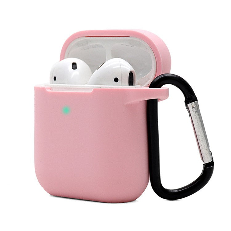 Silicone Case for Apple AirPods with Charging Case (2016)  /  (2019)  /  AirPods with Wireless Charging Case (2019), 2.5mm Thicken Protective Cover with D Ring Buckle - Pink