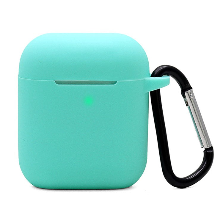 Silicone Case for Apple AirPods with Charging Case (2016)  /  (2019)  /  AirPods with Wireless Charging Case (2019), 2.5mm Thicken Protective Cover with D Ring Buckle - Mint Green