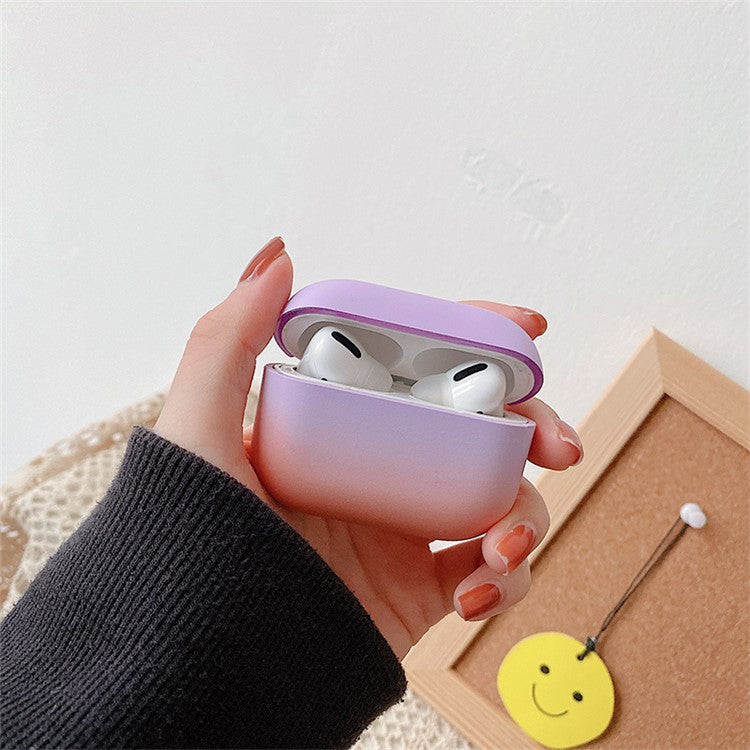 PC Hard Case for AirPods Pro 2 Gradient Frosted Bluetooth Earphone Protective Cover (without Buckle) - Purple / Pink