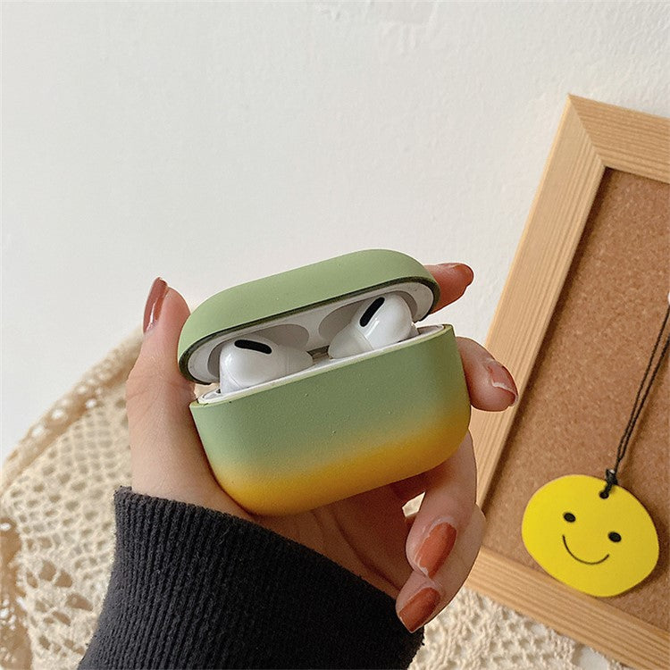 PC Hard Case for AirPods Pro 2 Gradient Frosted Bluetooth Earphone Protective Cover (without Buckle) - Green / Yellow