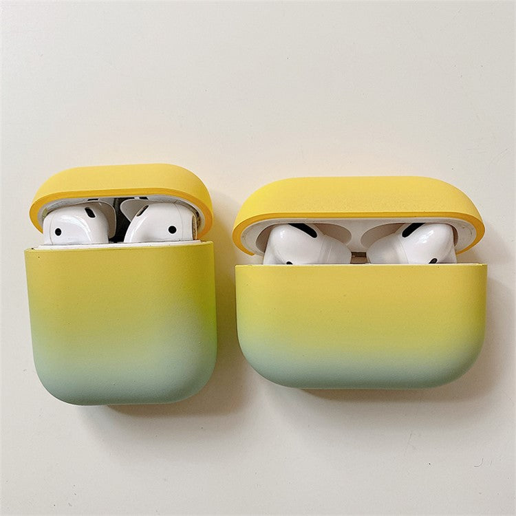 PC Hard Case for AirPods Pro 2 Gradient Frosted Bluetooth Earphone Protective Cover (without Buckle) - Yellow / Green