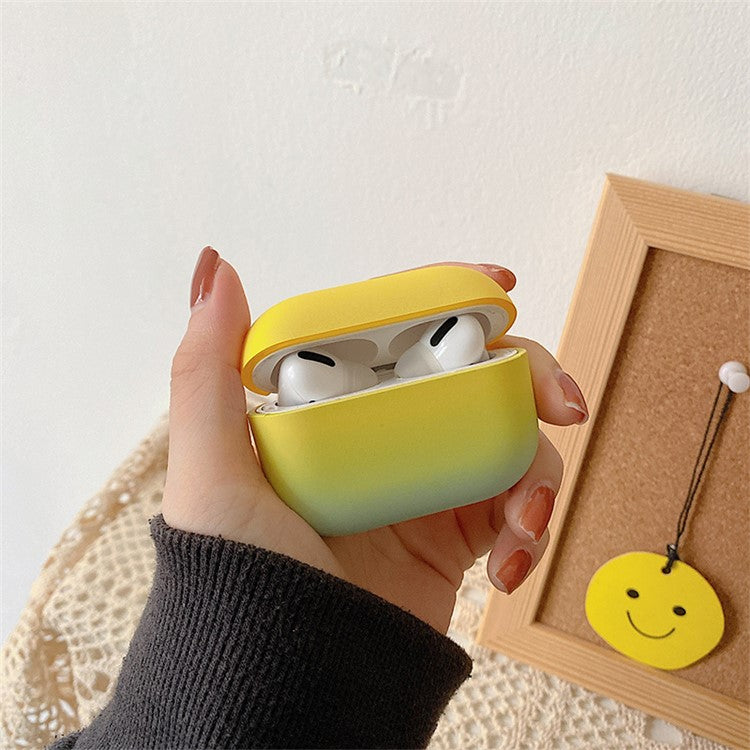 PC Hard Case for AirPods Pro 2 Gradient Frosted Bluetooth Earphone Protective Cover (without Buckle) - Yellow / Green