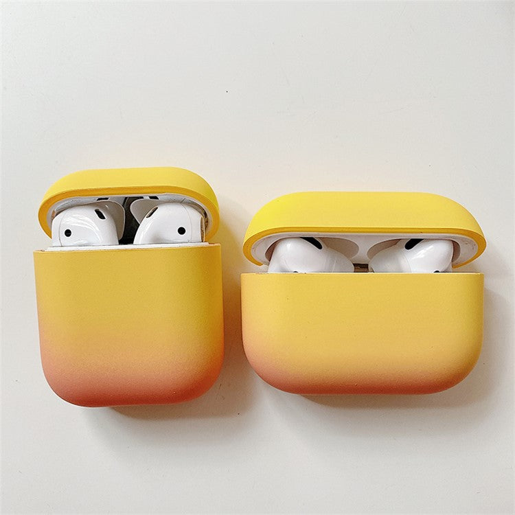 PC Hard Case for AirPods Pro 2 Gradient Frosted Bluetooth Earphone Protective Cover (without Buckle) - Yellow / Orange