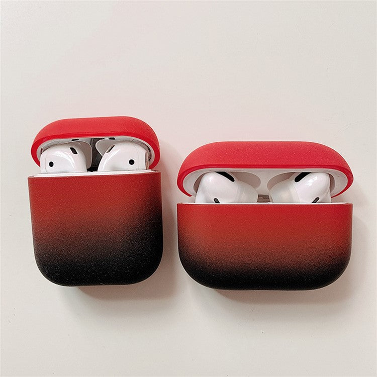 PC Hard Case for AirPods Pro 2 Gradient Frosted Bluetooth Earphone Protective Cover (without Buckle) - Red / Black