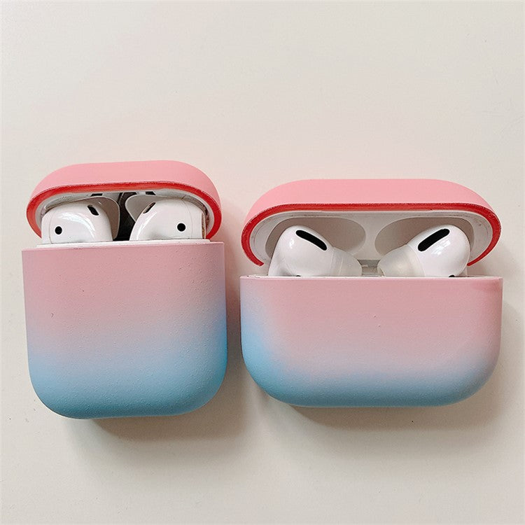 PC Hard Case for AirPods Pro 2 Gradient Frosted Bluetooth Earphone Protective Cover (without Buckle) - Pink / Blue