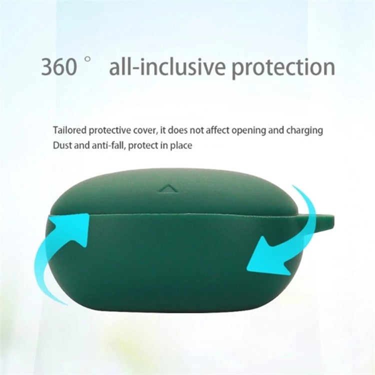 For Soundcore Liberty 4 Silicone Protective Sleeve Bluetooth Earphone Drop-proof Cover with Anti-lost Buckle - Dark Blue