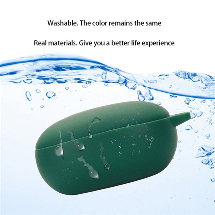 For Soundcore Liberty 4 Silicone Protective Sleeve Bluetooth Earphone Drop-proof Cover with Anti-lost Buckle - Blackish Green