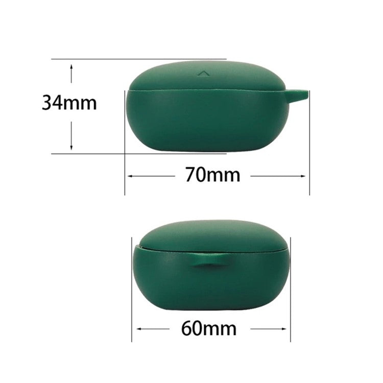 For Soundcore Liberty 4 Silicone Protective Sleeve Bluetooth Earphone Drop-proof Cover with Anti-lost Buckle - Blackish Green