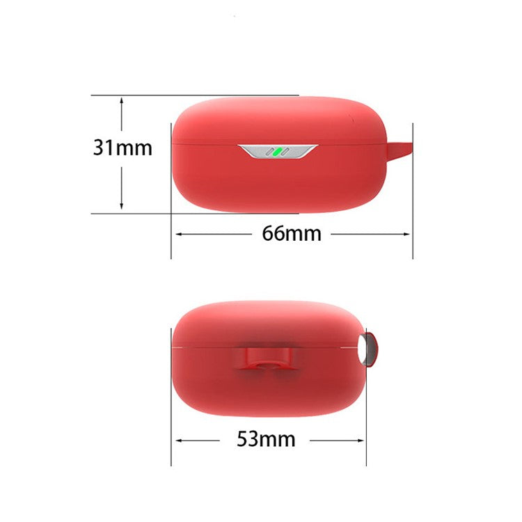 For JBL WAVE FLEX Protective Case Wireless Bluetooth Headset Silicone Cover with Anti-Loss Hanging Buckle - Red