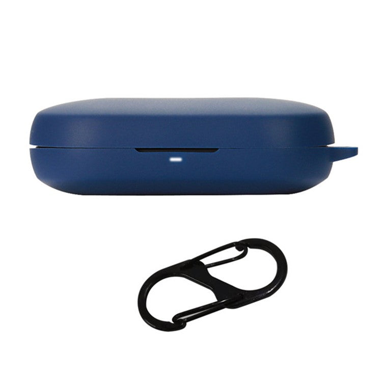 For Haylou PurFree Buds Wireless Bluetooth Earphone Silicone Protective Case Drop-proof Cover with Anti-lost Buckle - Dark Blue