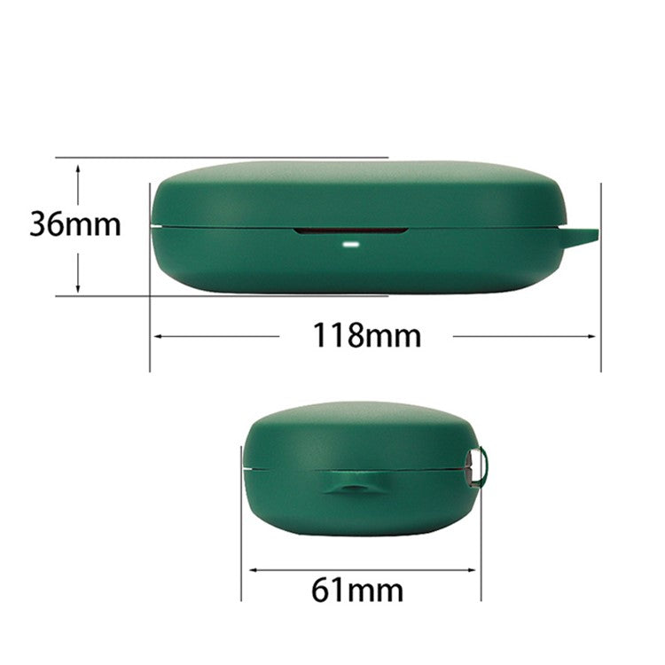 For Haylou PurFree Buds Wireless Bluetooth Earphone Silicone Protective Case Drop-proof Cover with Anti-lost Buckle - Blackish Green