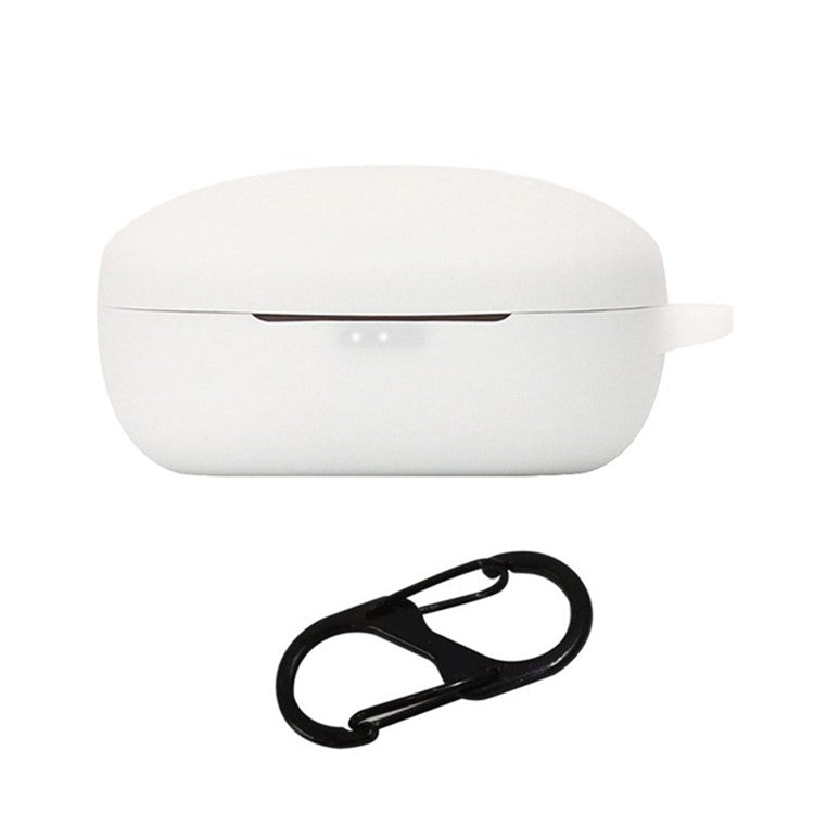 For Soundcore Life NOTE E Bluetooth Earphone Soft Silicone Protective Case Anti-scratch Cover with Anti-lost Buckle - White