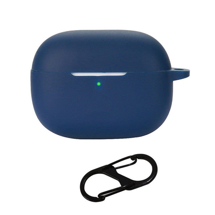 Silicone Protective Case for vivo TWS 3 / 3 Pro Wireless Bluetooth Headset Cover with Anti-Loss Hanging Buckle - Dark Blue