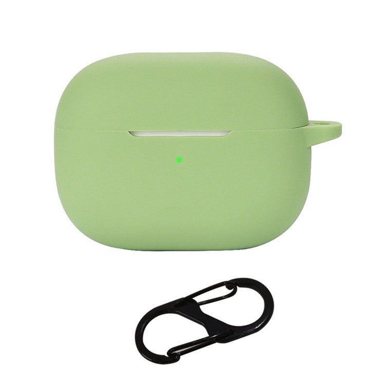 Silicone Protective Case for vivo TWS 3 / 3 Pro Wireless Bluetooth Headset Cover with Anti-Loss Hanging Buckle - Matcha Green