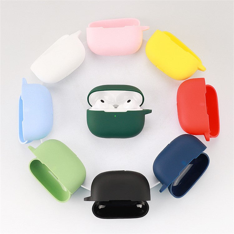 Silicone Protective Case for vivo TWS 3 / 3 Pro Wireless Bluetooth Headset Cover with Anti-Loss Hanging Buckle - Matcha Green