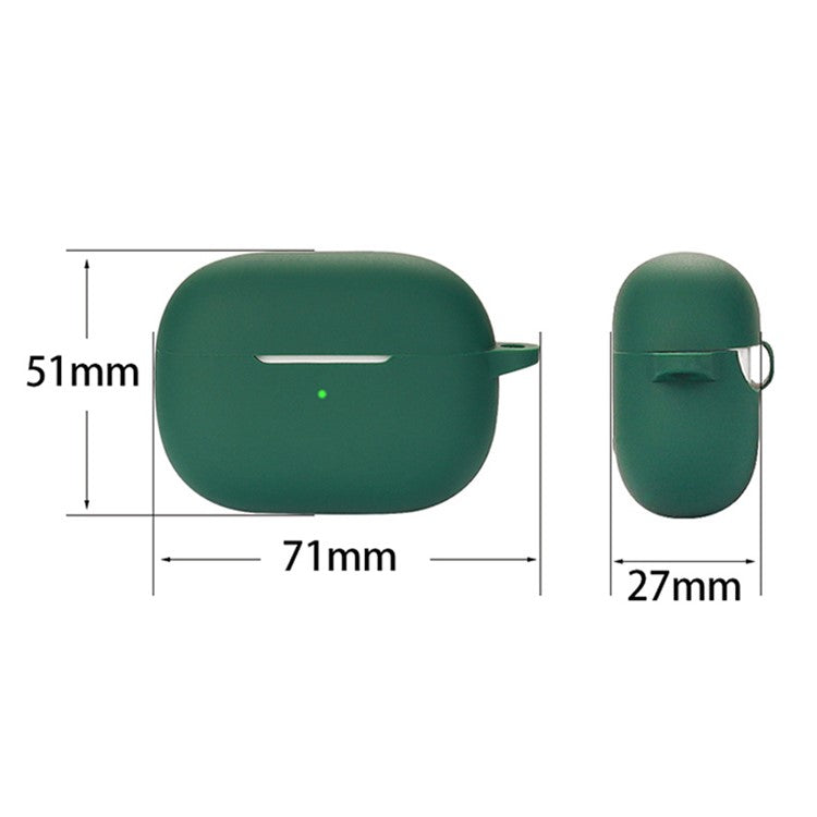 Silicone Protective Case for vivo TWS 3 / 3 Pro Wireless Bluetooth Headset Cover with Anti-Loss Hanging Buckle - Matcha Green