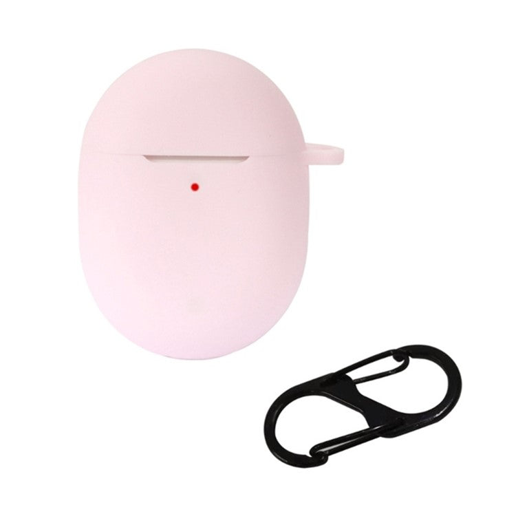 For Google Pixel Buds A-Series / Buds 2 Bluetooth Earphone Silicone Case Anti-scratch Earbud Protective Cover with Hanging Buckle - Pink